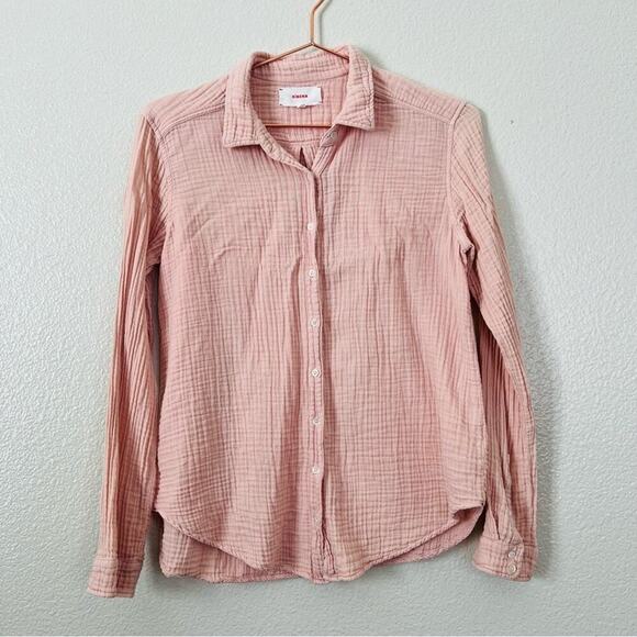 Xirena Scout Shirt blush pink long sleeve button up cotton gauze - Picture 1 of 4